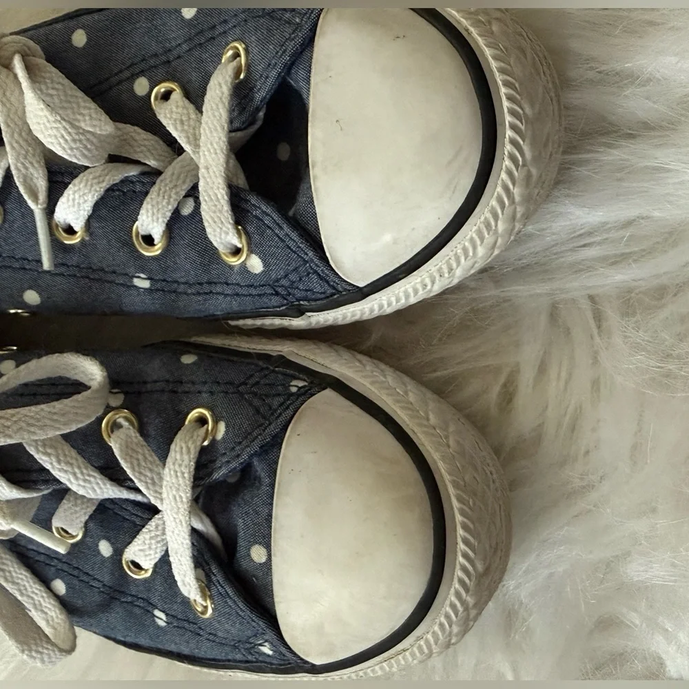 Converse Navy Polka Dot Low-Top Sneakers with White Accents
